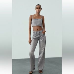 BNWT Zara Sequin Foil Top and Jean Set edit* the top has sold